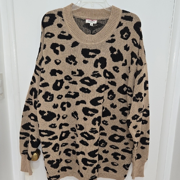 ANDREE BY UNIT Sweaters - ANDREE BY UNIT Leopard Print Sweater - Tan and Black Size 3X NWT